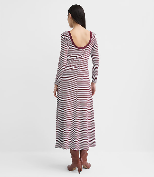 Striped Scoop Back Midi Dress