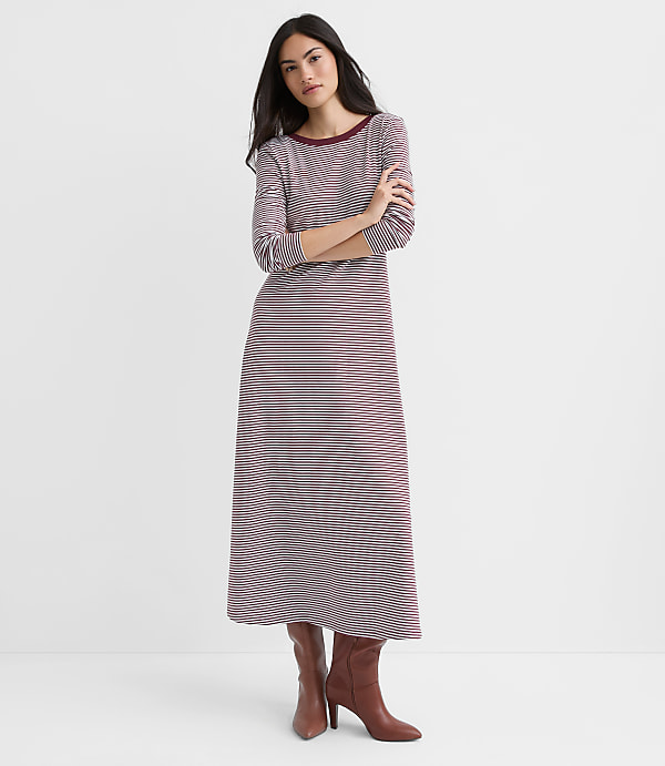 Striped Scoop Back Midi Dress