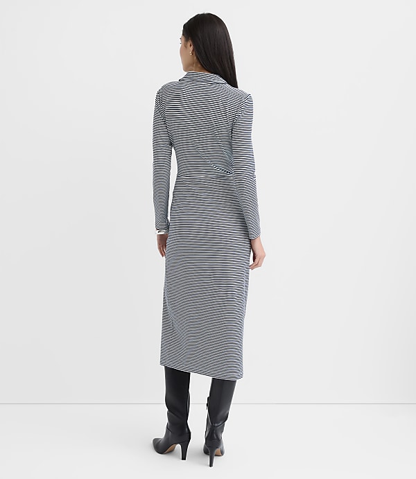 Striped Button Twist Midi Dress