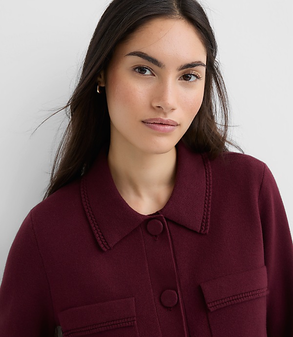 Embroidered Trim Sweater Jacket