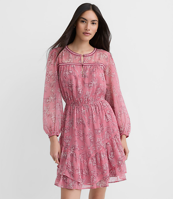 Paisley Ruffle Mini Dress