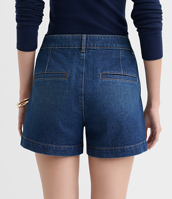 Curvy Palmer Denim Shorts in Vintage Mid Wash