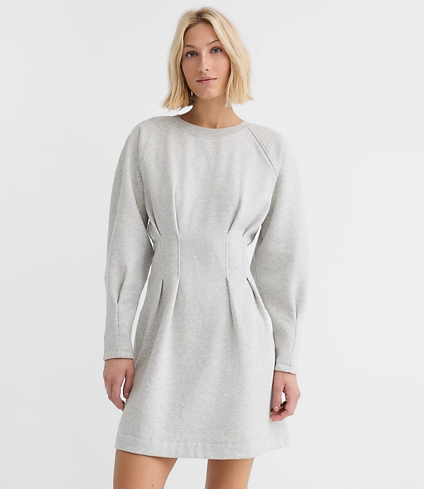 Heathered Pleated Terry Mini Dress