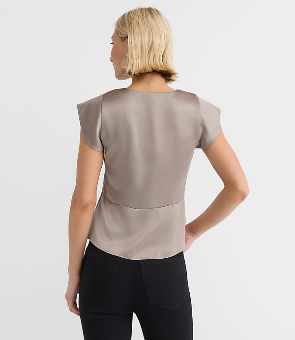Floral Lace Satin V-Neck Top