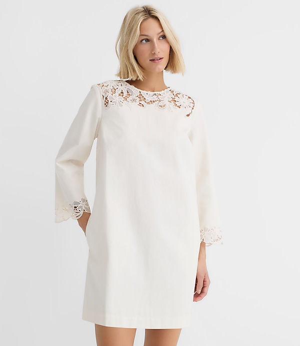 Floral Lace Trim Mini Pocket Dress