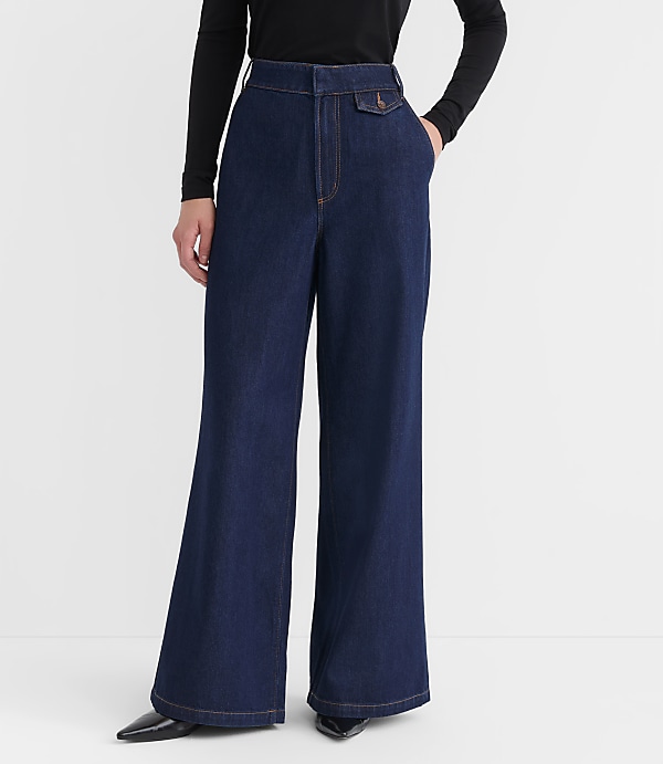 High Rise Trouser Jeans in Dark Rinse