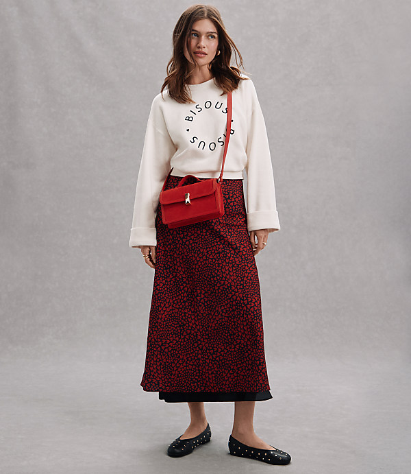 Heart Layered Column Midi Skirt