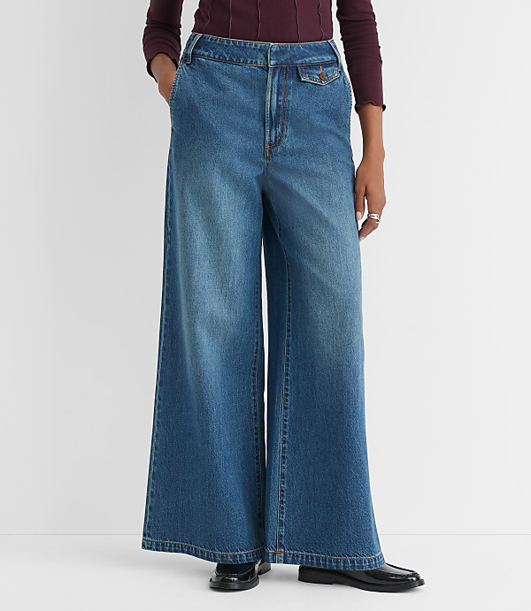 Curvy High Rise Trouser Jeans in Vintage Mid Wash
