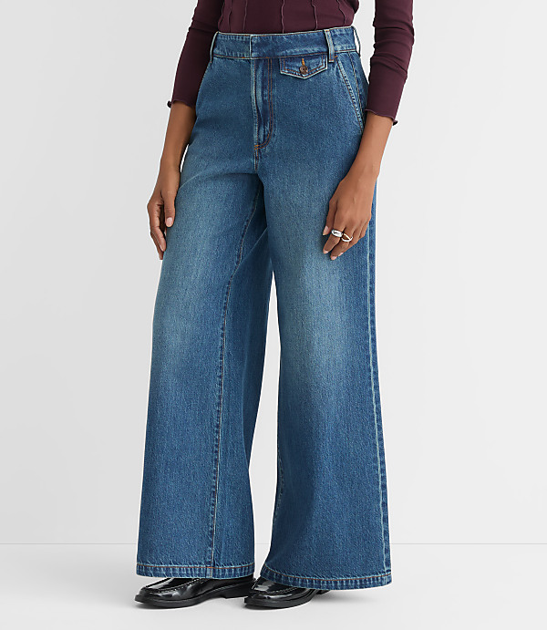 High Rise Trouser Jeans in Vintage Mid Wash