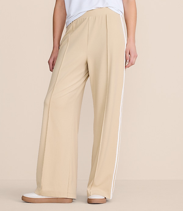 Lou & Grey Double Stripe Pintucked Luvstretch Wide Leg Pants