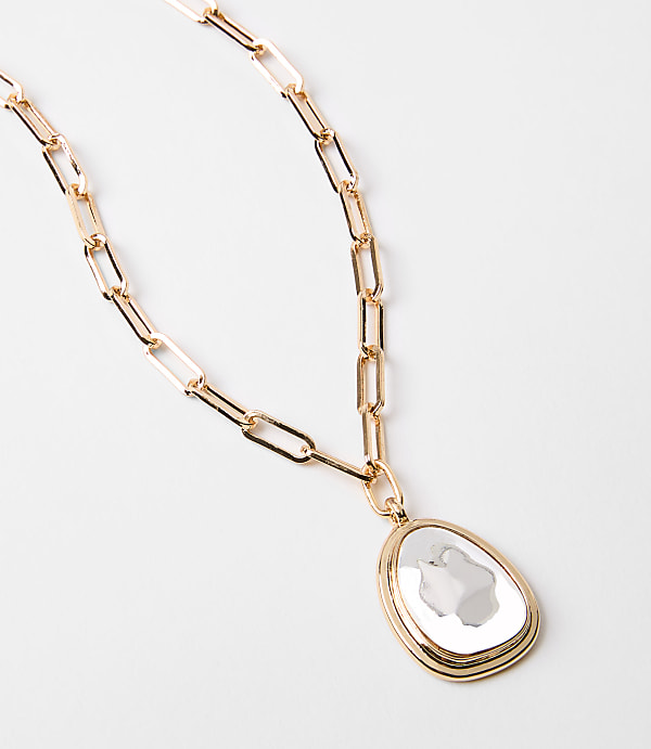 Mixed Metal Chunky Pendant Necklace