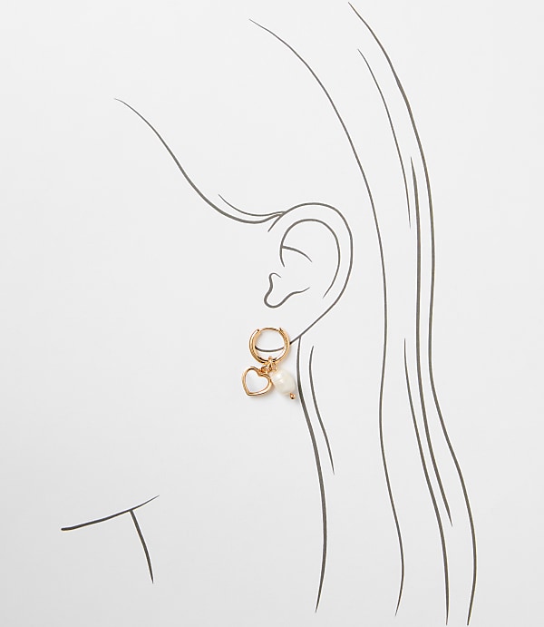 Pearlized Heart Cluster Hoop Earrings