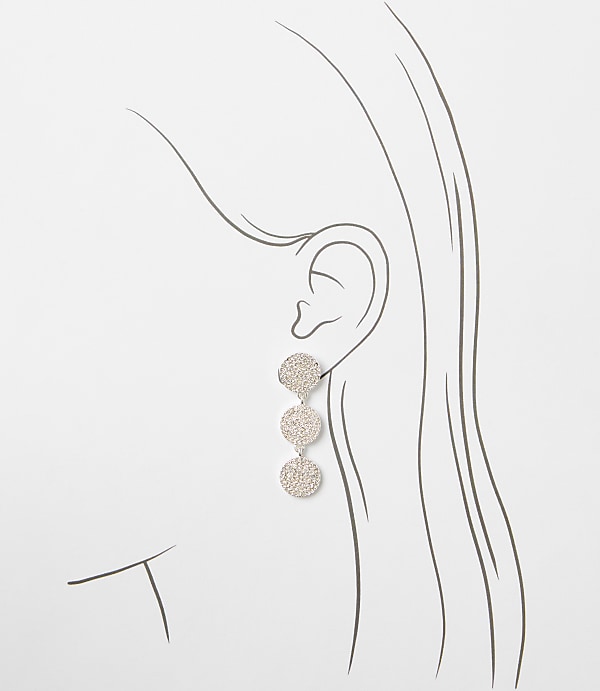 Pave Circle Triple Drop Earrings