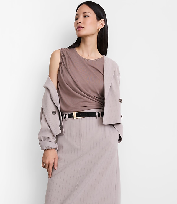 LOFT Versa Mesh Ruched Tank Top