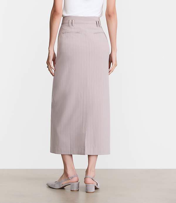 LOFT Versa Seasonless Stretch Trouser Midi Pocket Skirt in Stripe