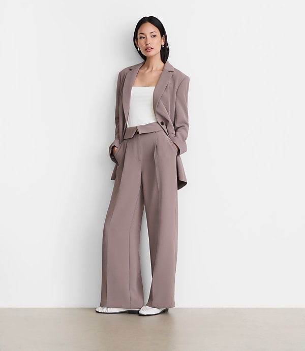 LOFT Versa Crepe Drape Foldover Waist Palazzo Pants