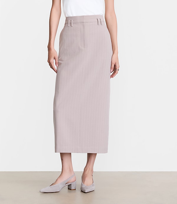 LOFT Versa Seasonless Stretch Trouser Midi Pocket Skirt in Stripe