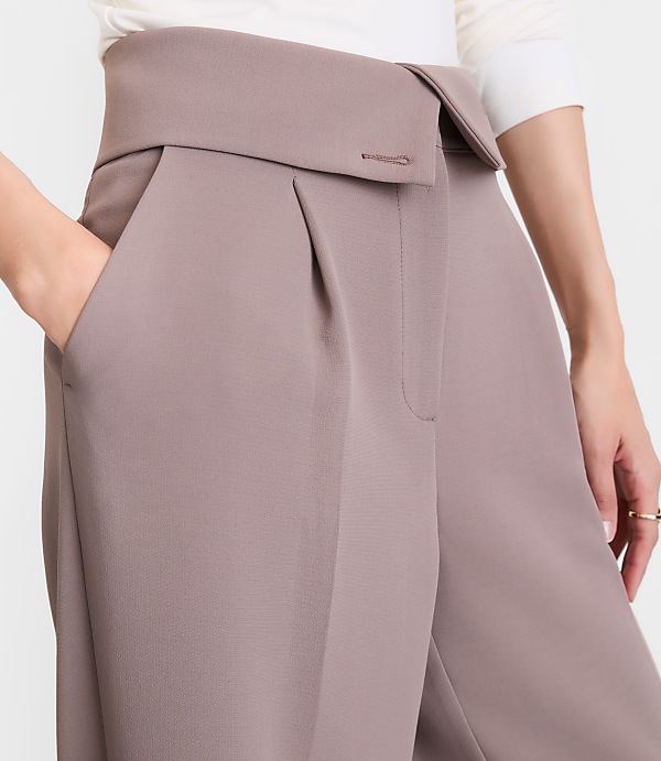 LOFT Versa Crepe Drape Foldover Waist Palazzo Pants