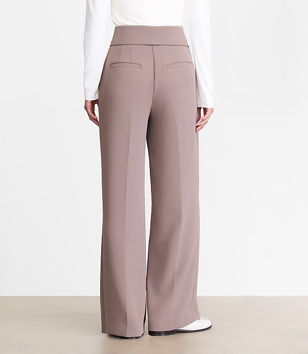 LOFT Versa Crepe Drape Foldover Waist Palazzo Pants
