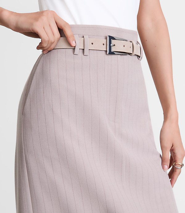 LOFT Versa Seasonless Stretch Trouser Midi Pocket Skirt in Stripe