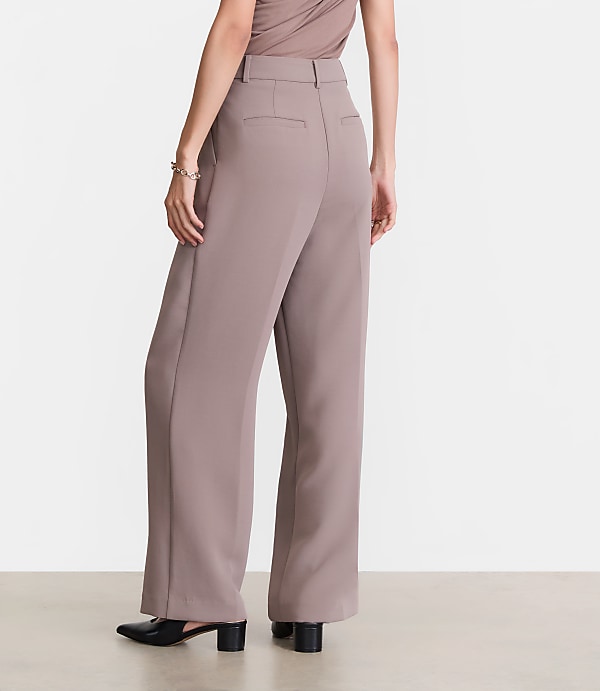 LOFT Versa Crepe Drape Pleated Relaxed Straight Pants