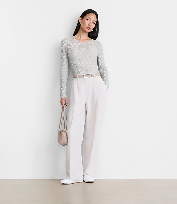 LOFT Versa Geo Lace Long Sleeve Top