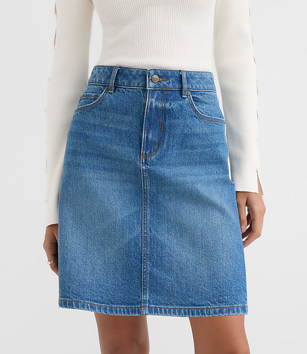 Rivete Denim Skirt in Vintage Mid Wash