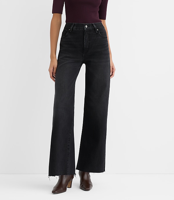 Rivete Curvy Fresh Cut High Rise Wide Leg Jeans in Noir Wash