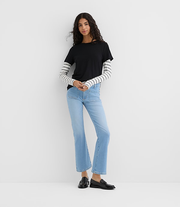Rivete Mid Rise Kick Crop Jeans in Vintage Light Wash