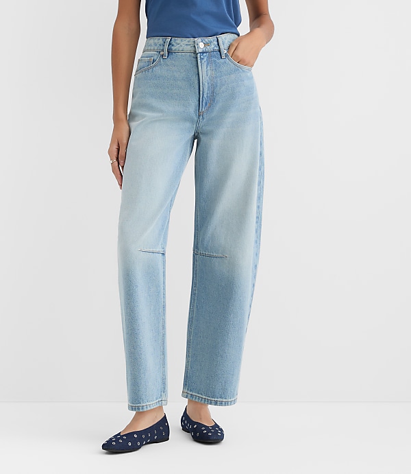 Rivete Curvy High Rise Barrel Jeans in Light Wash