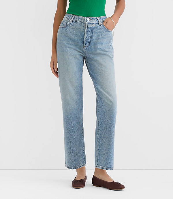 Rivete Curvy High Rise Straight Jeans in Vintage Mid Wash