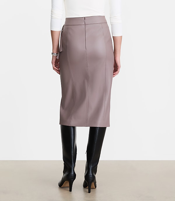 LOFT Versa Faux Leather Buckle Trim Midi Skirt