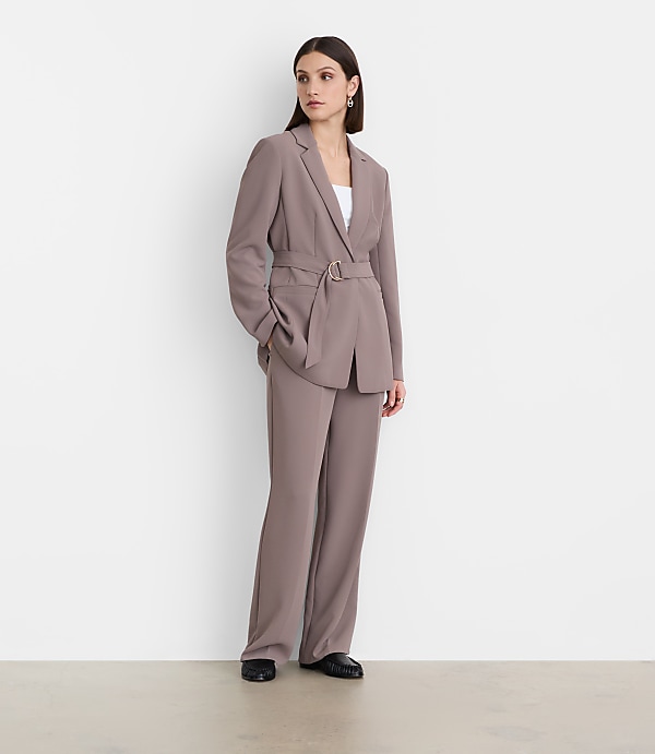 LOFT Versa Crepe Drape Back Pleated Belted Blazer