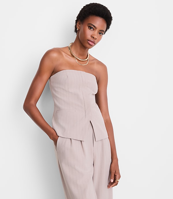 LOFT Versa Seasonless Stretch Strapless Pocket Top in Stripe