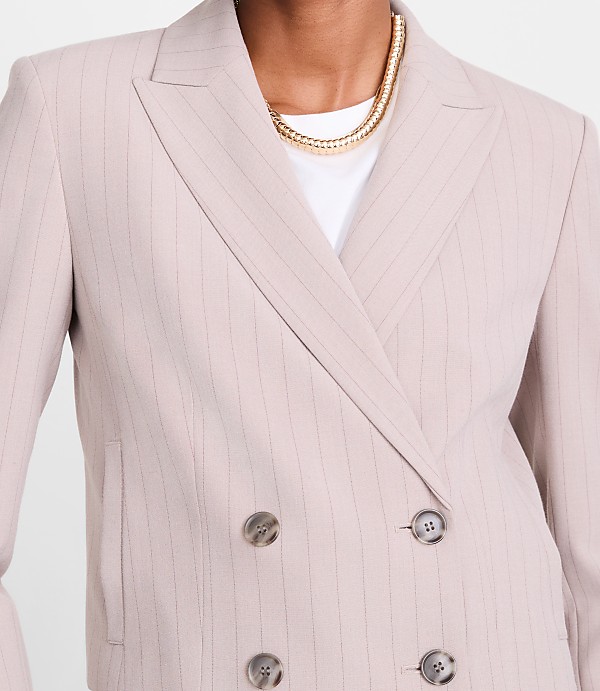 LOFT Versa Seasonless Stretch Double Breasted Blazer in Stripe