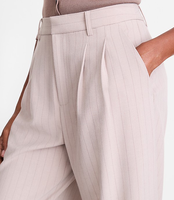 LOFT Versa Seasonless Stretch Double Pleat Wide Leg Pants in Stripe