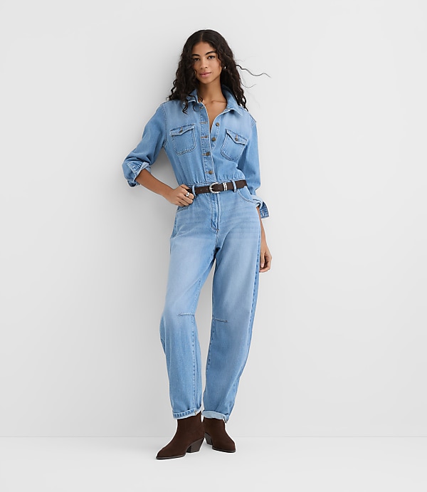 Rivete Denim Jumpsuit in Light Wash