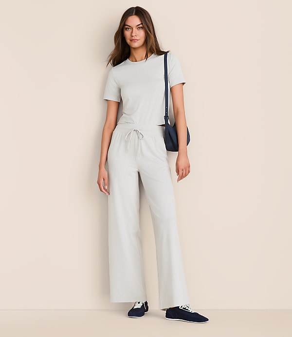 Lou & Grey Heathered Brushedsoft Slim Wide Leg Pants
