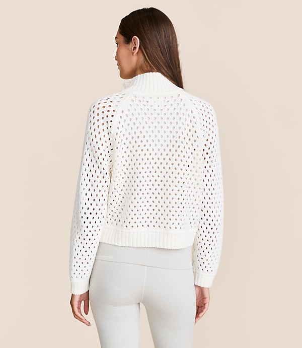 Lou & Grey Mesh Stitch Half Zip Sweater