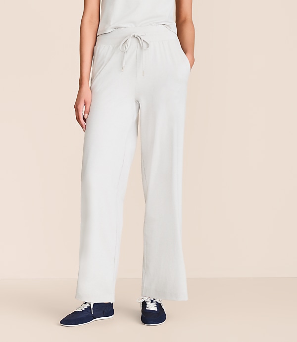 Lou & Grey Heathered Brushedsoft Slim Wide Leg Pants