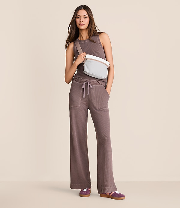 Lou & Grey Garment Dyed Waffle Wide Leg Pants
