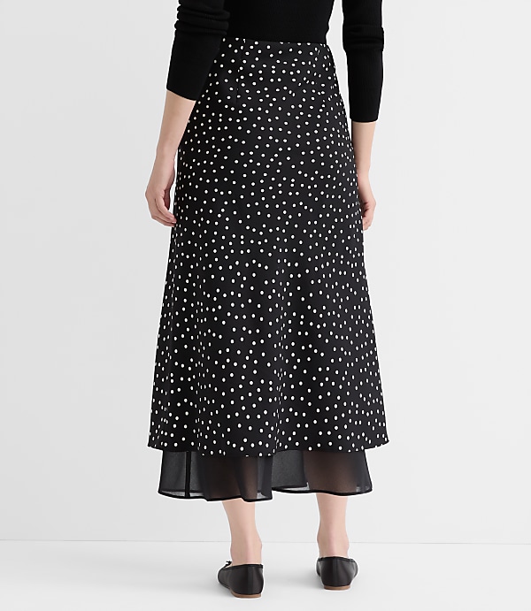 Petite Dotted Layered Column Midi Skirt