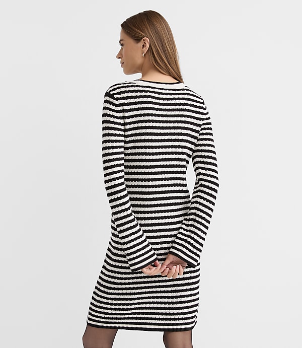 Petite Pointelle Striped Sweater Dress