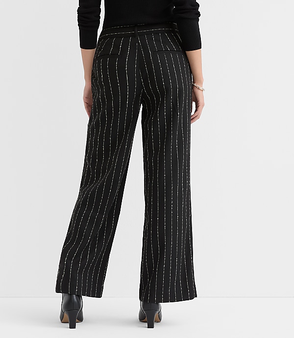 Petite Curvy Palmer Wide Leg Pants in Brushed Pinstripe