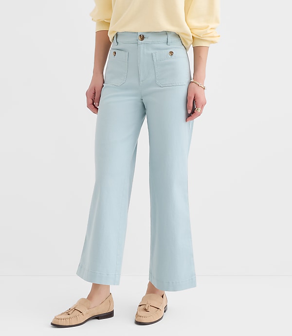 Curvy Palmer Wide Leg Crop Pants in Twill