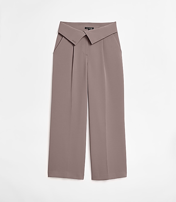 LOFT Versa Crepe Drape Foldover Waist Palazzo Pants