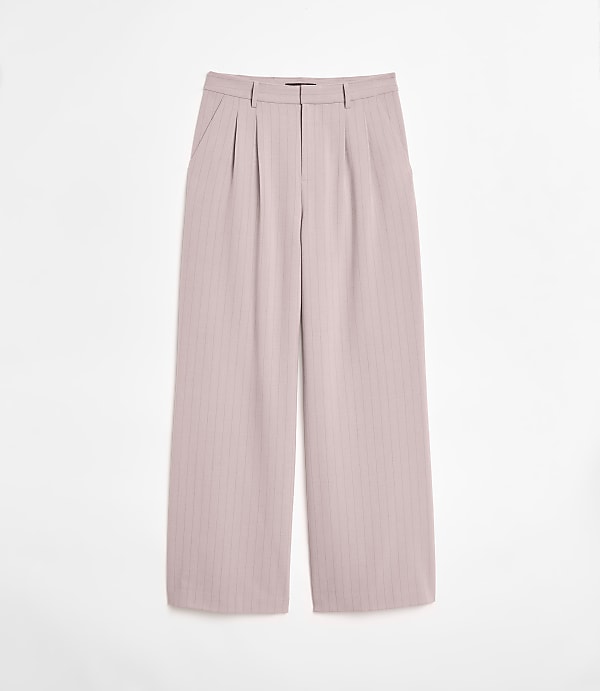 LOFT Versa Seasonless Stretch Double Pleat Wide Leg Pants in Stripe
