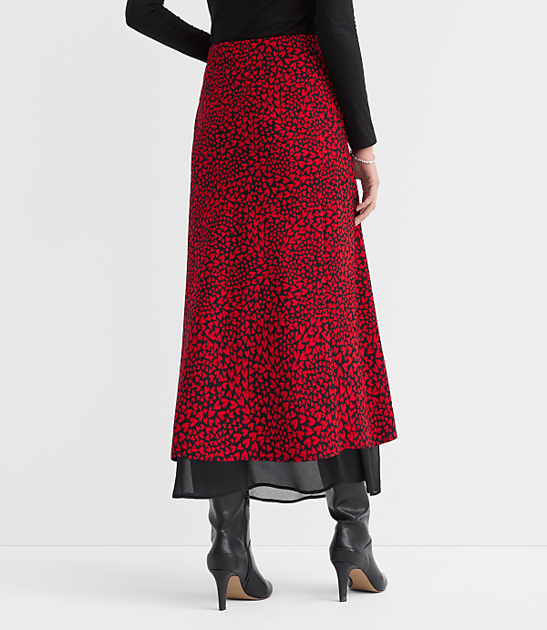 Petite Heart Layered Column Midi Skirt