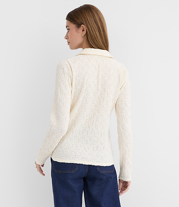 Petite Puckered Knit Shirt