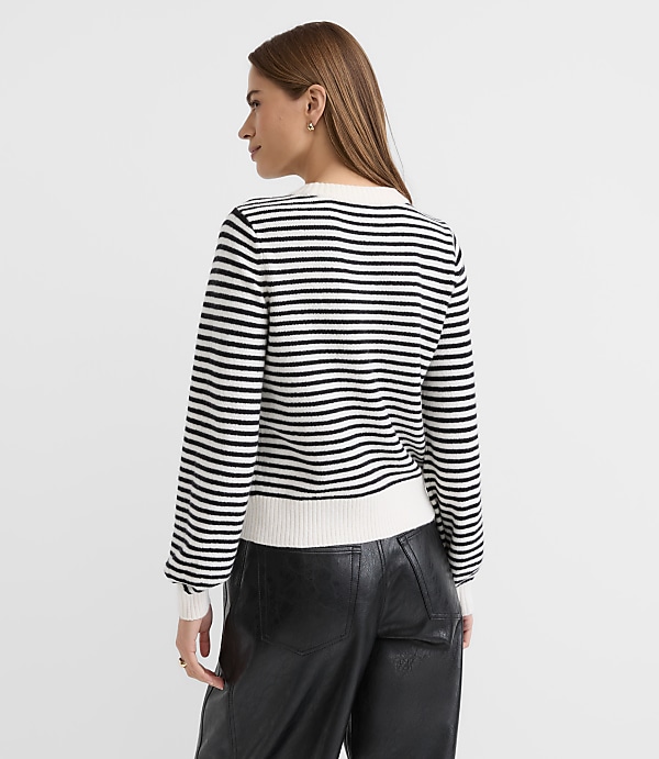 Petite Heart Stripe Blouson Sweater
